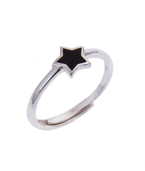 AB-7946_Sterling_Silver_Star_Black_Adjustable_Ring