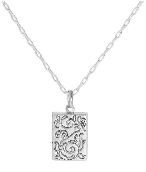 GPL-056-1685_Sterling_Silver_Rectangular_Locket_with_Floral_Design_on_Chain_16_24_Inches