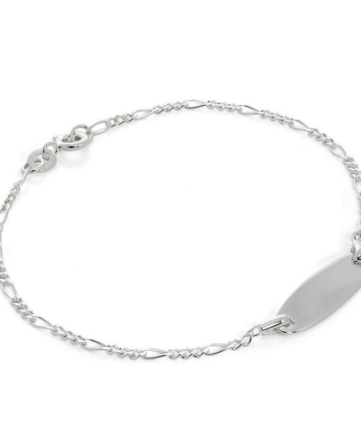 HAR-0027_Sterling_Silver_Figaro_Chain_Engravable_ID_Plate_7_Inch_Bracelet