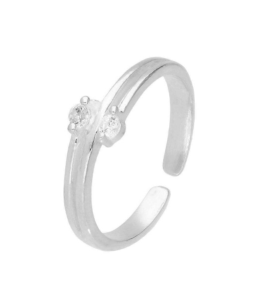 HAR-1201_Sterling_Silver_Double_Clear_CZ_Crystal_Adjustable_Toe_Ring