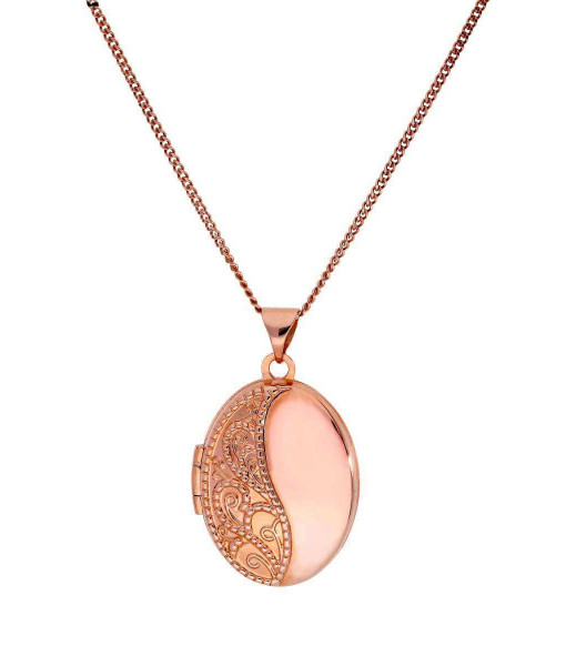 HJ-138-3DC_9nm_Rose_Gild_Oval_Floral_Locket_on_Chain_16_20_Inches