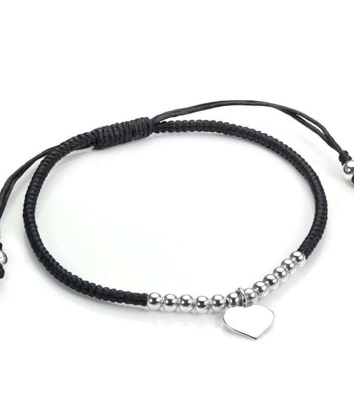 PSJ-285_Sterling_Silver_Black_Cord_Macrame_Heart_Bracelet